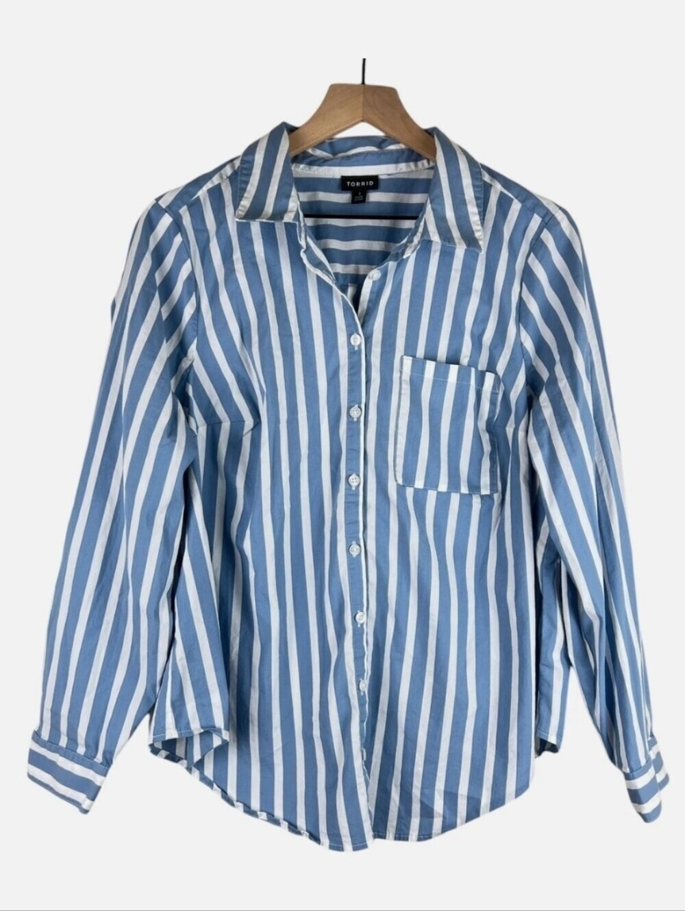 Torrid Poplin Blue Stripe Button Down